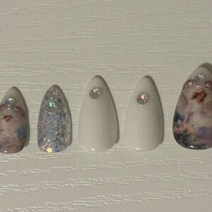 Almond guardian angel themed press on nail set